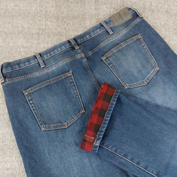 Eddie Bauer Mens 40x30(Fit 40x29.5) Fleece Lined Jeans Blue Straight Leg Denim - Picture 1 of 9